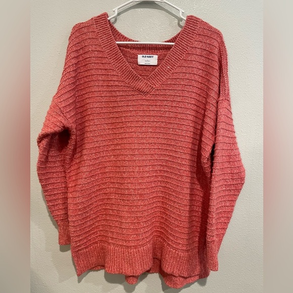 Old Navy Women's Coral V-Neck Sweater - Picture 1 of 5